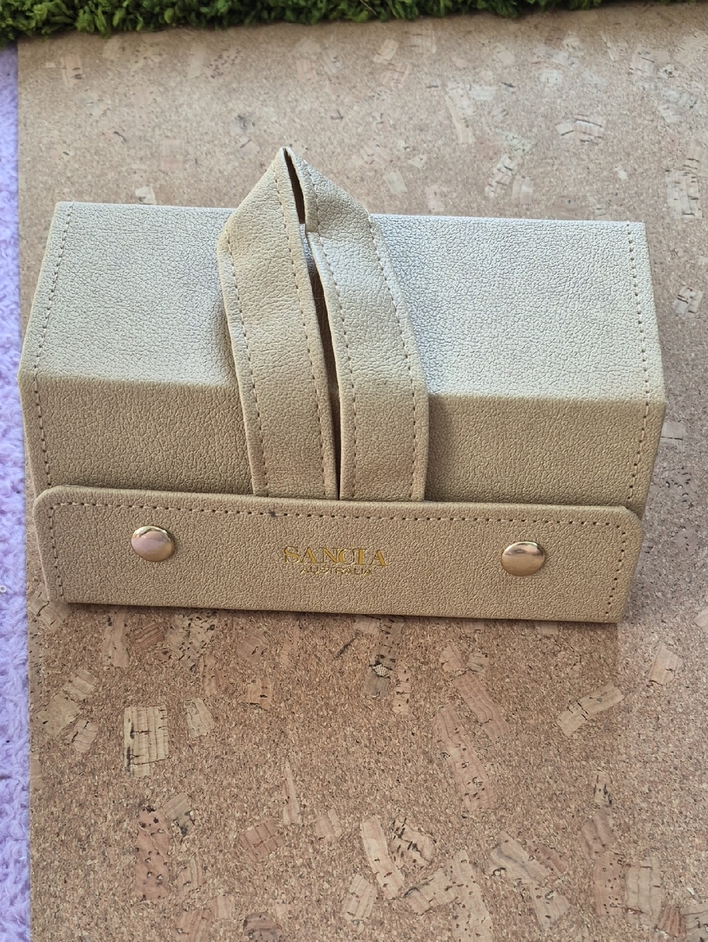 Sancia Beige Suede Travel Sunglasses Case